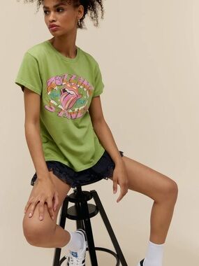 Daydreamer Rolling Stones Tumbling Dice Graphic Tee Small – Lime Green NWT Band